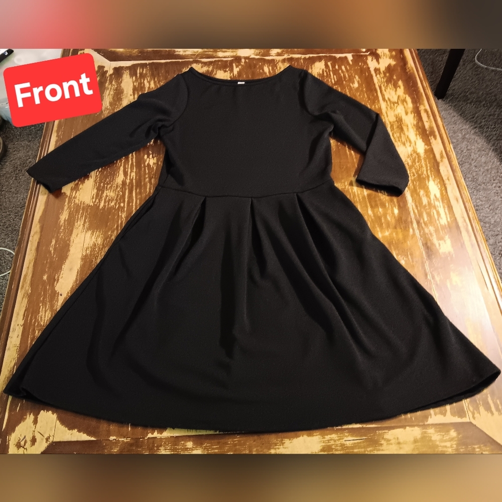 24 Seven Comfort Apparel-Women's Fit & Flare Pleated Pocket Dress-Sz L-8/10-NWT!